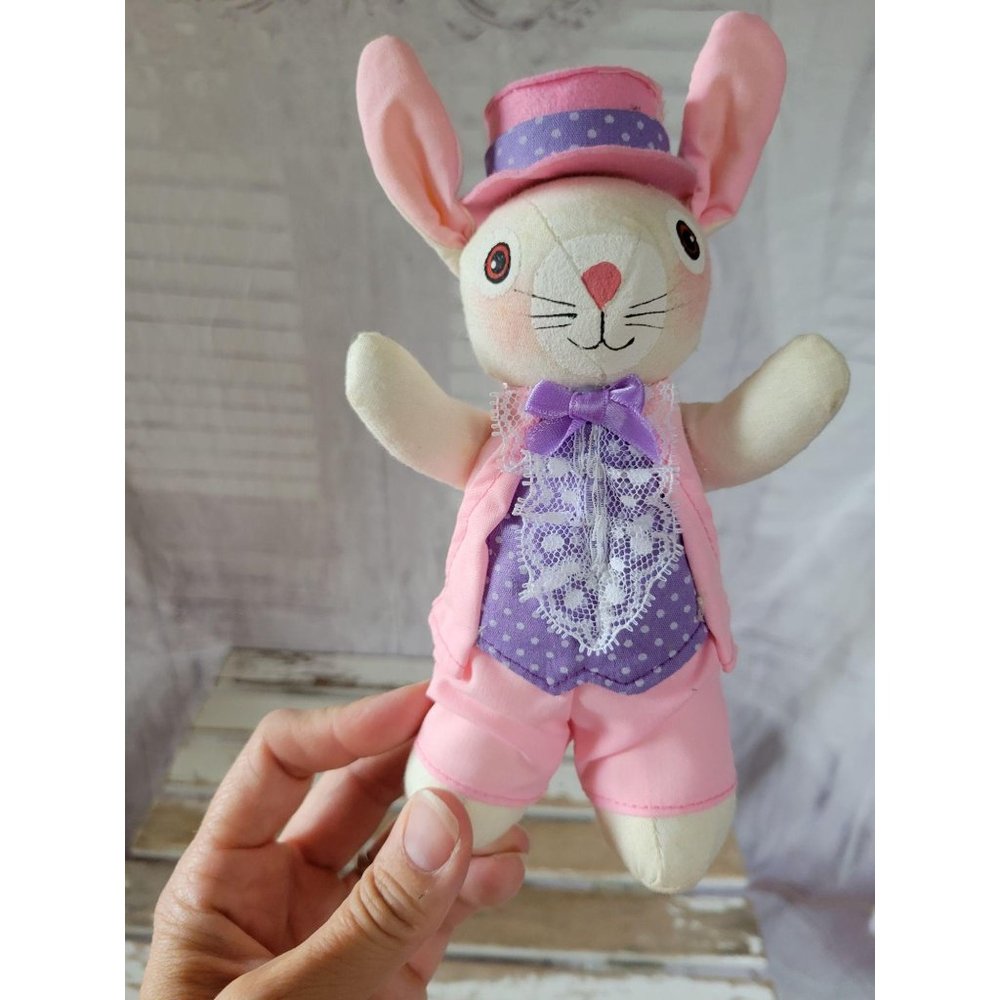 Shabby chic Easter bunny rabbit tuxedo‎ home decor